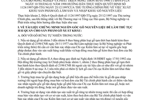 Thông tư 01/1998/TT-BNN-PTLN xuất khẩu sản phẩm gỗ, lâm sản nhập khẩu gỗ nguyên liệu hướng dẫn Quyết định 1124/1997/QĐ-TTg