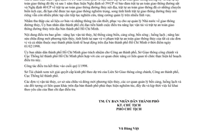 Chỉ thị 01/1998/CT-UB-QLĐT điều tra năng lực vận tải trật tự an toàn giao thông đường thủy địa bàn thành phố Hồ Chí Minh
