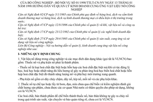 Thông tư liên tịch 01/1998/TTLT-CN-NV hướng dẫn quản lý kinh doanh cung ứng vật liệu nổ công nghiệp