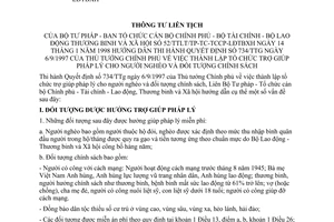 Thông tư liên tịch 52/TTLT/TP-TC-TCCP-LĐTBXH thành lập tổ chức trợ giúp pháp lý người nghèo đối tượng chính sách hướng dẫn Quyết định 734/TTg