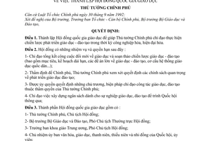 Quyết định 06/1998/QĐ/TTg thành lập Hội đồng Quốc gia giáo dục