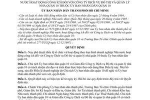 Quyết định 245/1998/QĐ-UB-KT phê duyệt điều lệ doanh nghiệp nhà nước hoạt động công ích với công ty dịch vụ đô thị quản lý nhà quận 10