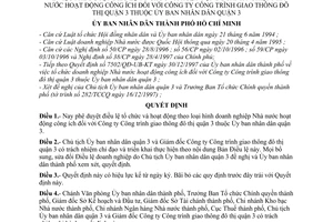 Quyết định 287/1998/QĐ-UB-KT phê duyệt điều lệ doanh nghiệp nhà nước hoạt động công ích với công ty công trình giao thông đô thị quận 3