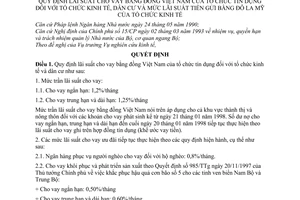 Quyết định 39/1998/QĐ-NHNN1 lãi suất cho vay đồng Việt Nam tổ chức tín dụng đối với tổ chức kinh tế, dân cư và mức lãi suất tiền gửi bằng đôla mỹ