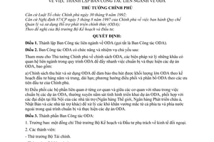 Quyết định 08/1998/QĐ-TTg thành lập Ban công tác liên ngành về ODA