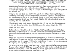 Thông tư 01/1998/TT-BKH hướng dẫn Quyết định 1179/1997/QĐ-TTg biện pháp điều hành kế hoạch phát triển kinh tế xã hội dự toán ngân sách Nhà nước 1998