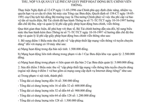 Thông tư 10/1998/TT-BTC  thu, nộp quản lý lệ phí cấp giấy phép họat động bưu chính viễn thông sửa đổi Thông tư 71-TC/TCT