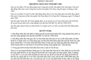 Nghị quyết 27/NQ-HĐND 1998 quy hoạch phát triển công nghiệp Bến Tre 1996 2010