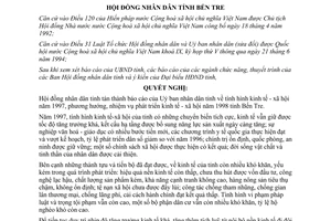 Nghị quyết 28/NQ-HĐND 1998 nhiệm vụ phát triển kinh tế xã hội 1998 Bến Tre