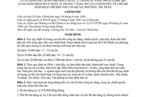 Nghị định 09/1998/NĐ-CP chế độ sinh hoạt phí đối với cán bộ xã, phường, thị trấn bổ sung Nghị định 50/CP