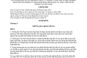 Nghị định 10/1998/NĐ-CP biện pháp khuyến khích và bảo đảm hoạt động đầu tư trực tiếp nước ngoài tại Việt Nam