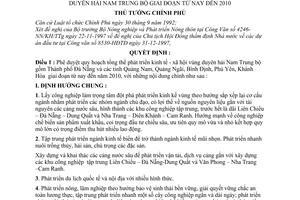 Quyết định 14/1998/QĐ-TTg phê duyệt Quy hoạch tổng thể phát triển kinh tế - xã hội duyên hải Nam Trung Bộ  từ nay đến 2010