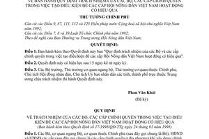 Quyết định 17/1998/QĐ-TTg quy định trách nhiệm của Bộ, các cấp chính quyền trong việc tạo điều kiện để Hội nông dân Việt Nam hoạt động hiệu quả