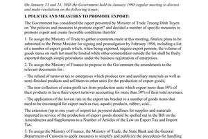Resolution No. 02/1998/NQ-CP of January 26, 1998, the Government's January 1998 regular meeting
