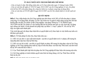 Quyết định 498/QĐ-UB-KT trích 30% tiền thu phạt vi phạm cung ứng sử dụng điện sử dụng phục vụ kiểm tra quản lý điện năng