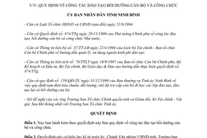 Quyết định 101/QĐ-UB năm 1998 đào tạo bồi dưỡng cán bộ công chức Ninh Bình