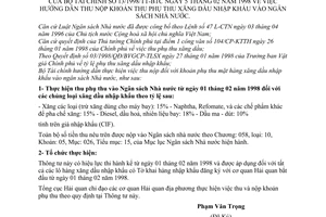 Thông tư 13/1998/TT-BTC hướng dẫn thu nộp khoản thu phụ thu xăng dầu nhập khẩu Ngân sách Nhà nước