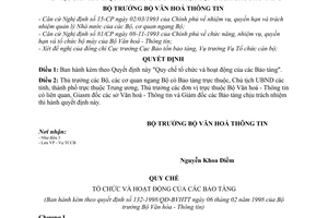 Quyết định 132/1998/QĐ-BVHTT quy chế tổ chức hoạt động bảo tàng