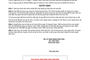 Quyết định 185/QĐ-UB năm 1998 Bảng giá đất tỉnh Bến Tre