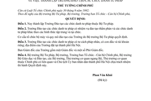 Quyết định 34/1998/QĐ-TTg thành lập trường đào tạo chức danh tư pháp