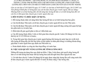 Thông tư 02/LĐTBXH-TT hướng dẫn chế độ nâng lương cơ sở tính lương hưu cán bộ có thời gian làm chuyên gia ở nước ngoài