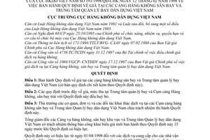Quyết định 193/1998/QĐ-CHKquy định về giá tại các cảng hàng không sân bay và Trung tâm quản lý bay dân dụng Việt Nam