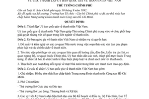 Quyết định 36/1998/QĐ-TTg thành lập Uỷ ban Quốc gia về thanh niên Việt Nam