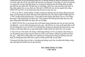 Chỉ thị 03/1998/CT-UB Quản lý phương tiện cân đong đo trong mua bán tại Cần Thơ