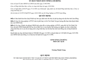 Quyết định 389/1998/QĐ-UB mức thu thủy lợi phí Lâm Đồng