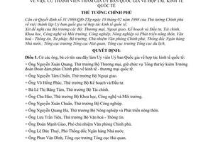 Quyết định 106/QĐ-TTg cử thành viên tham gia Uỷ ban Quốc gia về hợp tác kinh tế Quốc tế