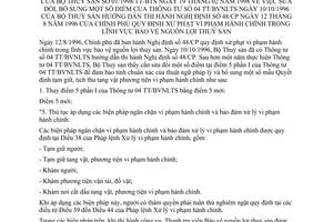 Thông tư 01/1998/TT-BTS xử phạt vi phạm hành chính lĩnh vực bảo vệ nguồn lợi thuỷ sản sửa đổi Thông tư 04/TT/BVNLTS