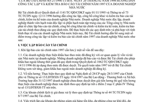 Thông tư 21/1998/TT-BTC hướng dẫn công tác lập kiểm tra báo cáo tài chính năm 1997 doanh nghiệp Nhà nước