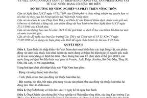 Quyết định 33/1998/QĐ-BNN/TY Quy định về nhập khẩu động vật, sản phẩm động vật từ các nước đang có bệnh bò điên