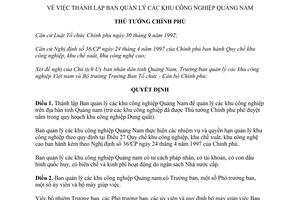 Quyết định 46/1998/QĐ-TTg thành lập Ban Quản lý các Khu công nghiệp Quảng Nam