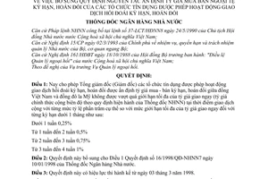 Quyết định  88/1998/QĐ-NHNN7  bổ sung nguyên tắc ấn định tỷ giá mua bán ngoại tệ kỳ hạn, hoán đổi của các tổ chức tín dụng được giao dịch hối đoái