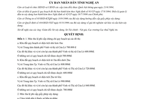 Quyết định 576/1998/QĐ-UB thu sử dụng lệ phí cấp chứng chỉ quy hoạch cấp giấy phép xây dựng Nghệ An