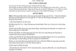 Quyết định 50/1998/QĐ-TTg phê duyệt điều chỉnh quy hoạch hệ thống cảng Thị Vải - Vũng Tàu