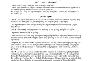 Quyết định 51/1998/QĐ-TTg  lập quỹ tín dụng đào tạo