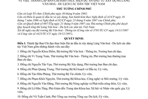 Quyết định 135/QĐ-TTg thành lập Ban Chỉ đạo thực hiện Dự án đầu tư xây dựng Làng Văn hoá - Du lịch các dân tộc Việt Nam