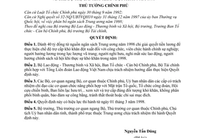 Quyết định 53/1998/QĐ-TTg chế độ trợ cấp khó khăn đột xuất năm 1998