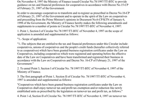 Circular No. 25/1998/TT-BTC of the Ministry of Finance, 
amending and supplementing Circular No.78/1997/TT-BTC of November 4, 1997 of the Ministry of Finance