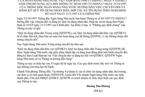 Thông tư 01/1998/TT-NHNN17 chuyển đổi đăng ký quỹ tín dụng nhân dân hợp tác xã tín dụng sửa đổi Thông tư  05/1997/TT-NHNN17
