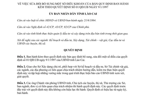 Quyết định 36/1998/QĐ.UB sửa đổi Quyết định 01/QĐ.UB