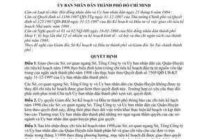 Quyết định 1304/1998/QĐ-UB-KT giao chỉ tiêu kế hoạch năm 1998