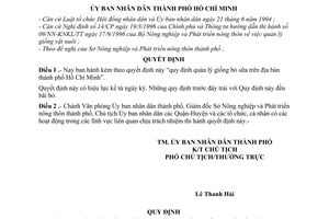 Quyết định 1226/1998/QĐ-UB-KT quy định quản lý giống bò sữa trên địa bàn thành phố Hồ Chí Minh