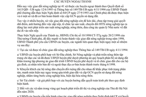 Chỉ thị 09/1998/CT-UB  đẩy mạnh giao đất nông nghiệp theo Nghị định 64/CP tại các huyện ngoại thành