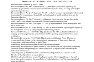 Circular No. 346/1998/TT-TCDC of March 16, 1998, guiding the procedures for land registration, compiling cadastral dossiers and granting land tenure certificates