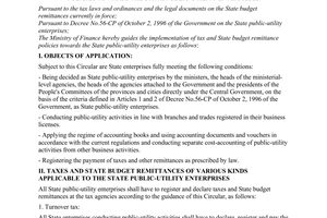 Circular No. 32/1998/TT-BTC of March 17, 1998, guiding the implementation of tax and state budget remittance policies towards the state public-utility enterprises