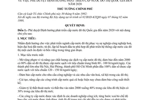 Quyết định 63/1998/QĐ-TTg  phê duyệt định hướng phát triển cấp nước đô thị Quốc gia đến năm 2020