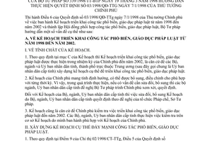 Thông tư 339/1998/TT-BTP hướng dẫn Quyết định 03/1998/QĐ-TTg Kế hoạch triển khai công tác phổ biến, giáo dục pháp luật